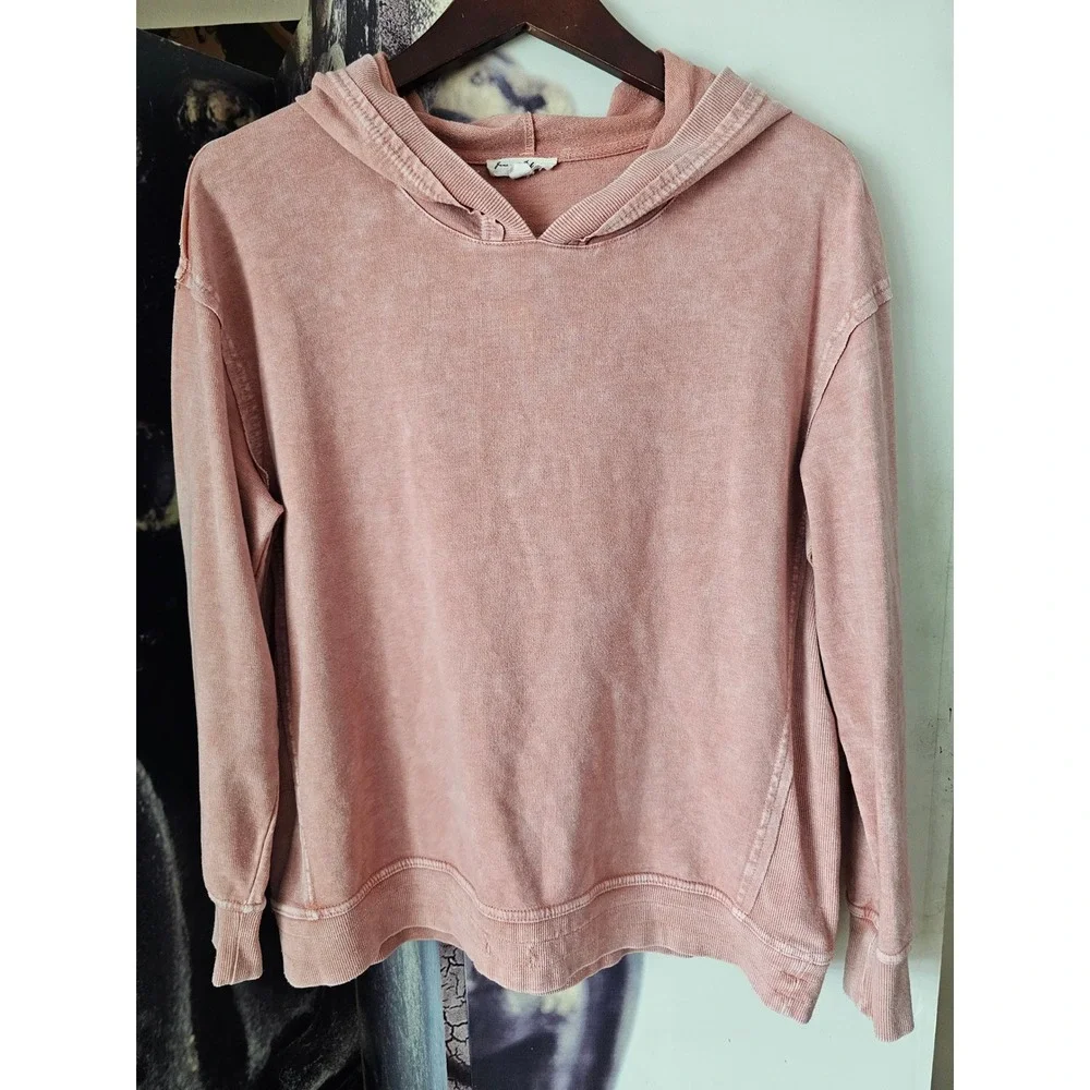 Jane and Delancey Womens Mineral Wash Pullover Hoodie Terracotta Pink Medium